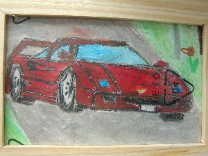 Rysunek odręczny dziecięcy - "Ferrari F50".